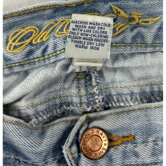 Old Navy 8 Bootcut Blue Jeans Denim Gold Details Ripped‎ y2k Festival Grunge VTG - Picture 12 of 16